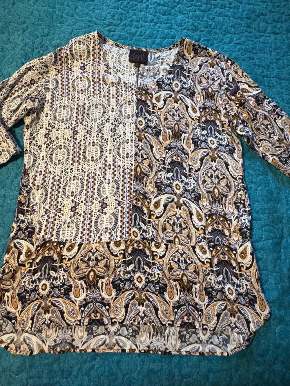 French Blue Tunic 3/4 Sleeve Women's Size S